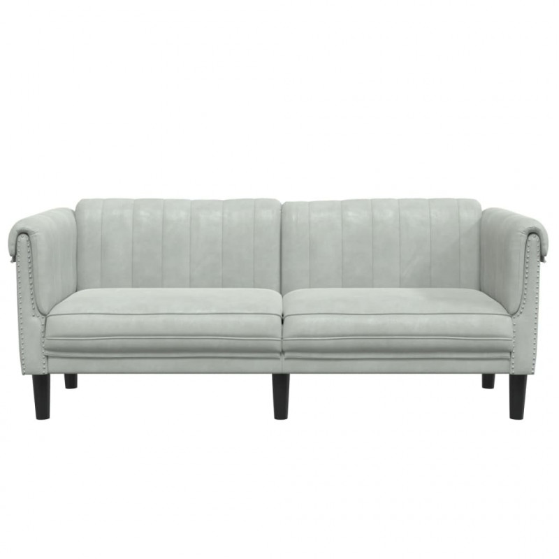 Sofa dwuosobowa, jasnoszara, aksamit
