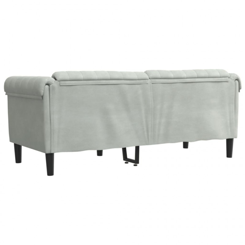 Sofa dwuosobowa, jasnoszara, aksamit