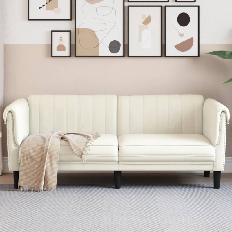 Sofa dwuosobowa, kremowa, aksamit