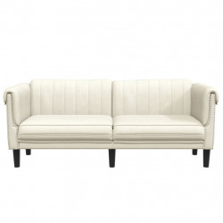 Sofa dwuosobowa, kremowa, aksamit