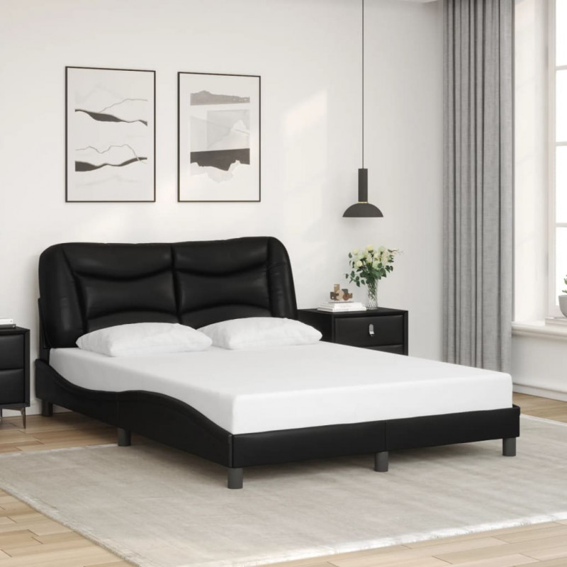 Rama łóżka z LED, czarna, 120x200 cm, sztuczna skóra