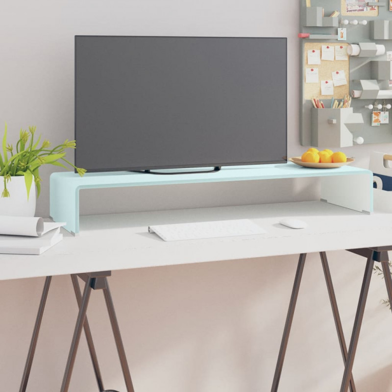 Podstawka pod monitor / TV, zielone szkło, 90x30x13 cm