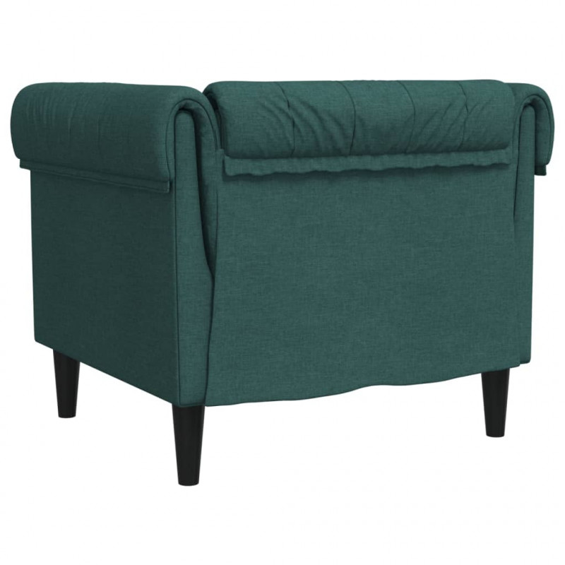 Fotel Chesterfield, ciemnozielony, obity tkaniną