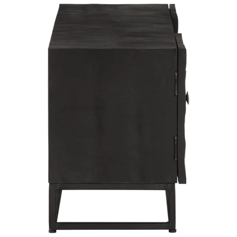 Szafka pod TV, czarna, 110x30x40 cm, lite drewno mango i żelazo