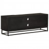 Szafka pod TV, czarna, 110x30x40 cm, lite drewno mango i żelazo