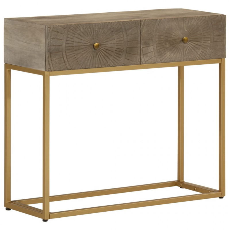 Stolik konsolowy, 90x30x76 cm, lite drewno mango i żelazo