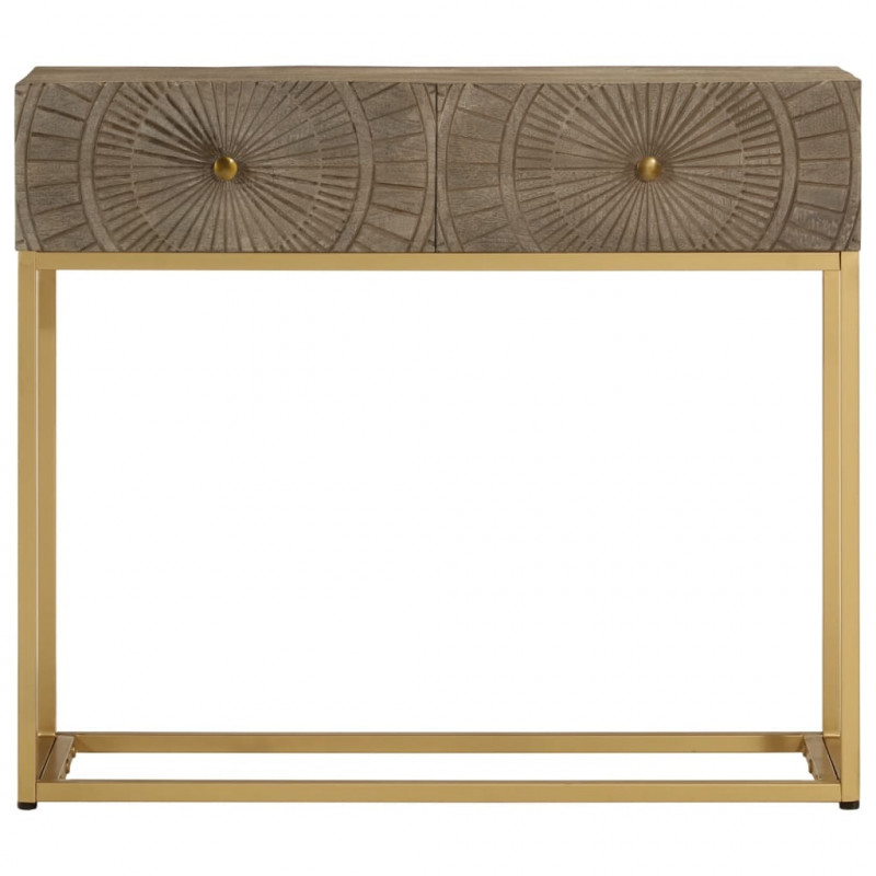 Stolik konsolowy, 90x30x76 cm, lite drewno mango i żelazo