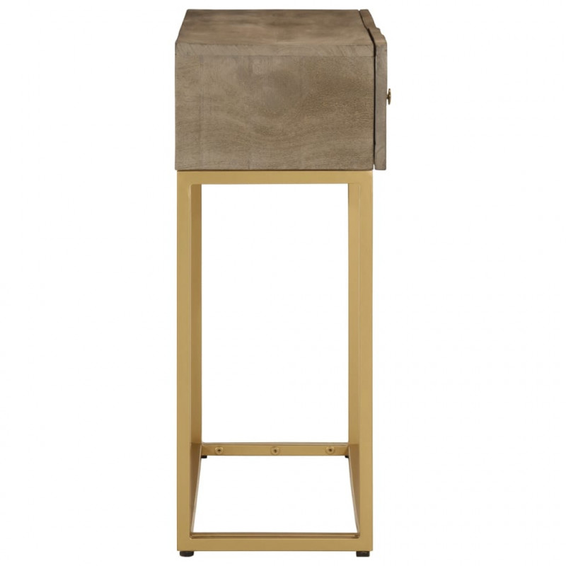 Stolik konsolowy, 90x30x76 cm, lite drewno mango i żelazo