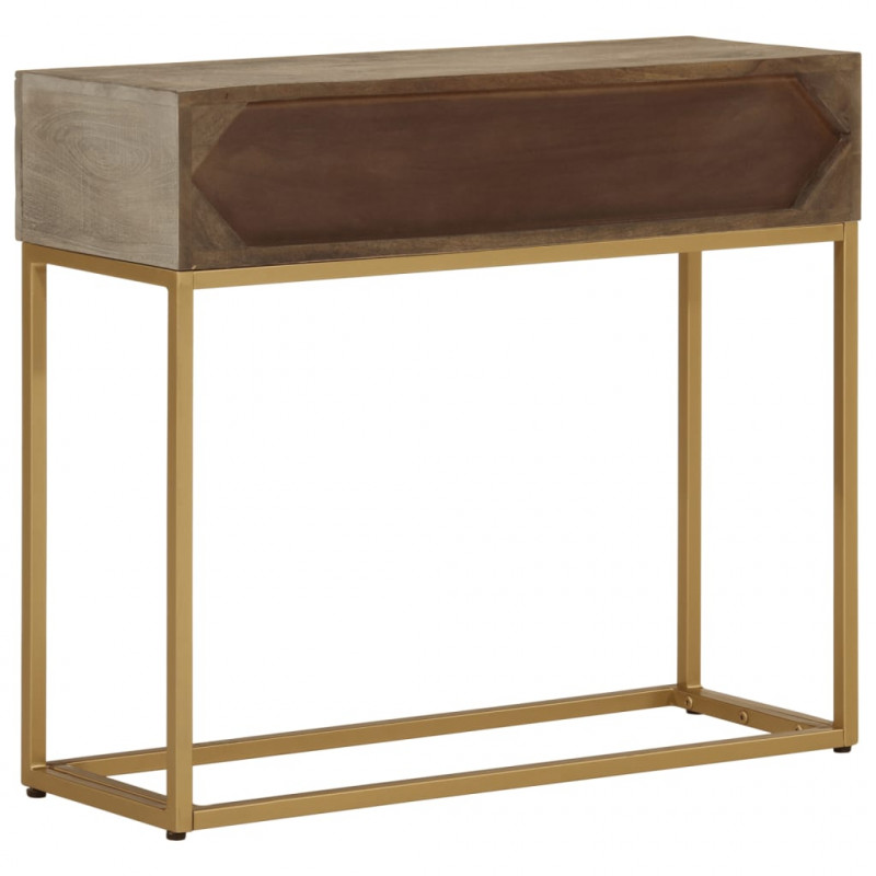Stolik konsolowy, 90x30x76 cm, lite drewno mango i żelazo