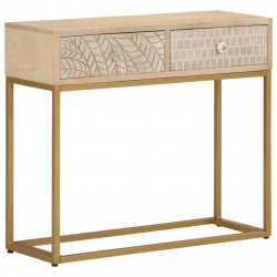 Stolik konsolowy, 90x30x76 cm, lite drewno mango i żelazo