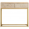 Stolik konsolowy, 90x30x76 cm, lite drewno mango i żelazo