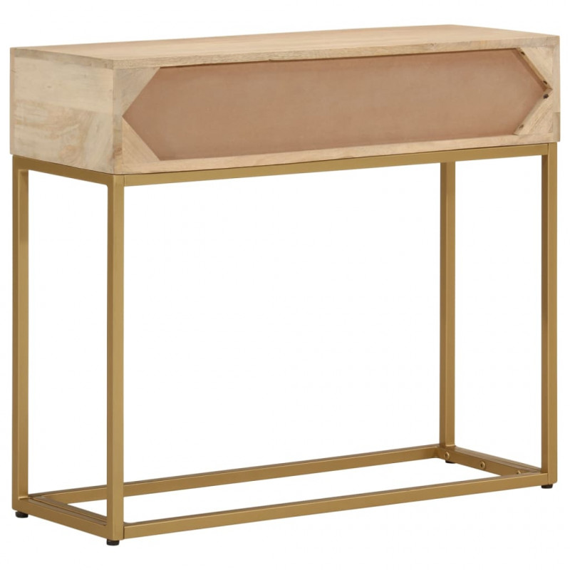 Stolik konsolowy, 90x30x76 cm, lite drewno mango i żelazo