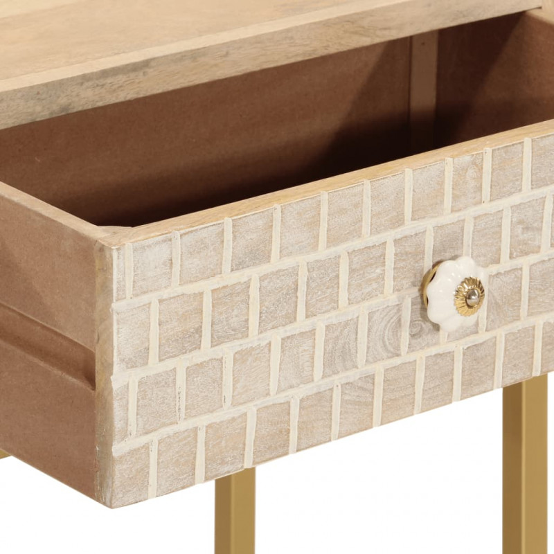 Stolik konsolowy, 90x30x76 cm, lite drewno mango i żelazo