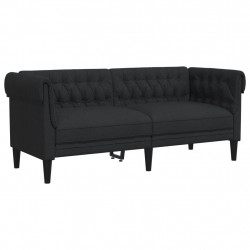 Sofa Chesterfield, dwuosobowa, czarna, obita tkaniną
