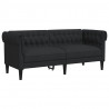 Sofa Chesterfield, dwuosobowa, czarna, obita tkaniną