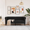 Sofa Chesterfield, dwuosobowa, czarna, obita tkaniną