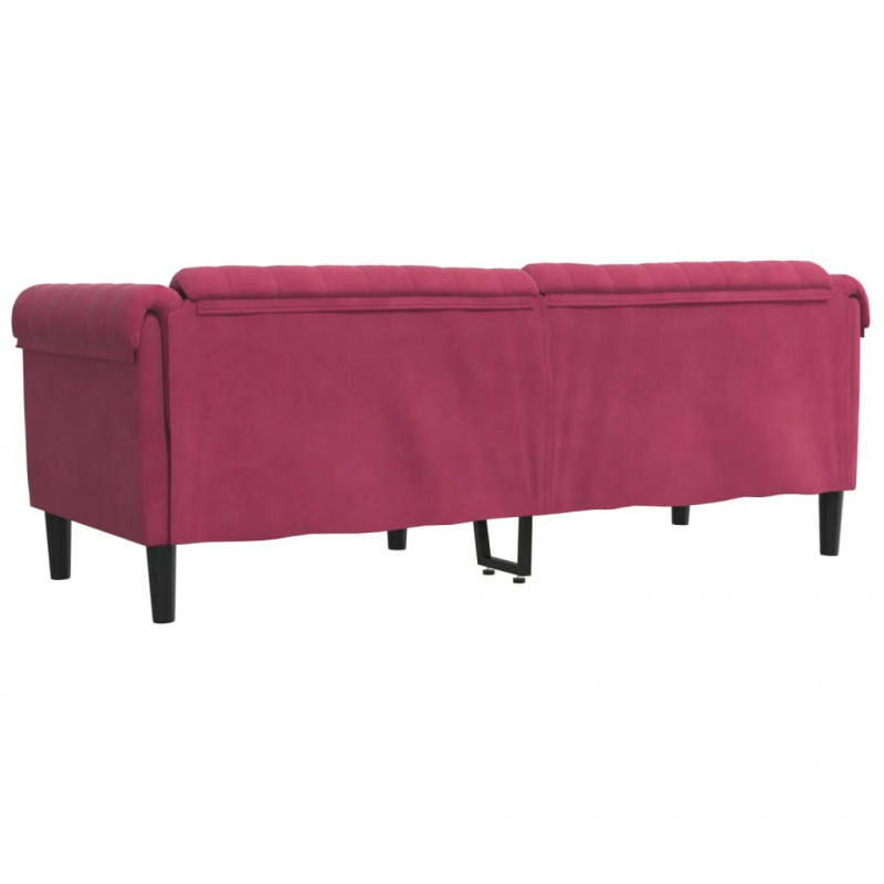 Sofa 3-osobowa, winna czerwień, tapicerowana aksamitem