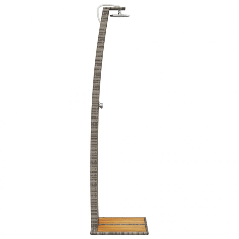 Prysznic ogrodowy, szary, 55x60x224 cm, polirattan i akacja