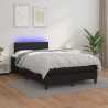 Łóżko kontynentalne z materacem i LED, czarne, 120x190 cm