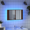 Szafka łazienkowa z lustrem i LED, brązowy dąb, 80x12x45, akryl