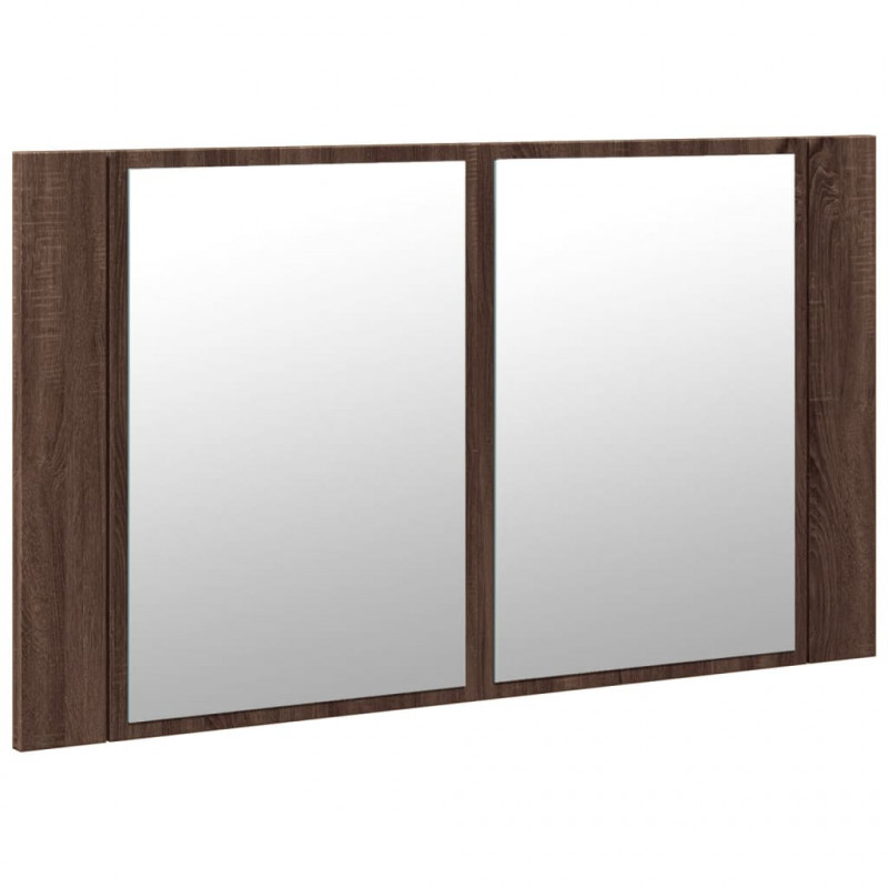 Szafka łazienkowa z lustrem i LED, brązowy dąb, 80x12x45, akryl