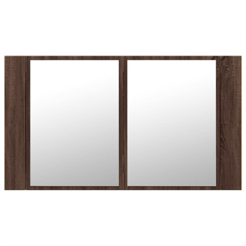 Szafka łazienkowa z lustrem i LED, brązowy dąb, 80x12x45, akryl