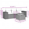 4-cz. zestaw wypoczynkowy do ogrodu, poduszki, szary, rattan PE