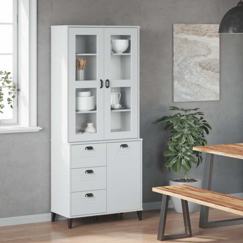 Kredens VIKEN, biały, 80x40x190 cm, lite drewno sosnowe