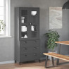 Kredens VIKEN, antracytowy, 80x40x190 cm, lite drewno sosnowe