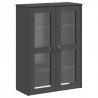 Kredens VIKEN, antracytowy, 80x40x190 cm, lite drewno sosnowe