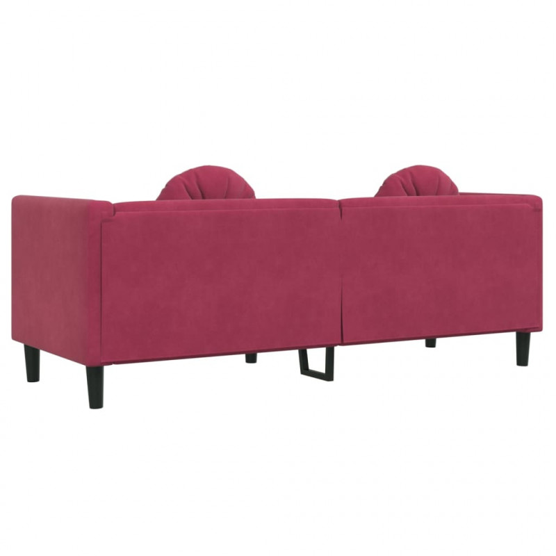 Sofa 3-osobowa z poduszkami, winna czerwień, aksamit