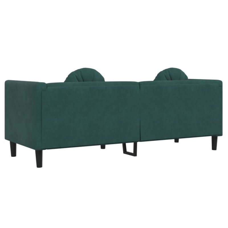 Sofa 3-osobowa z poduszkami, ciemnozielona, aksamit