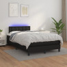 Łóżko kontynentalne z materacem i LED, czarne, 120x190 cm
