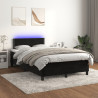 Łóżko kontynentalne z materacem i LED, czarne, 120x190 cm
