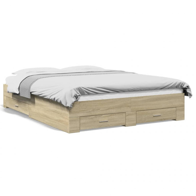 Rama łóżka z szufladami, dąb sonoma, 160x200 cm