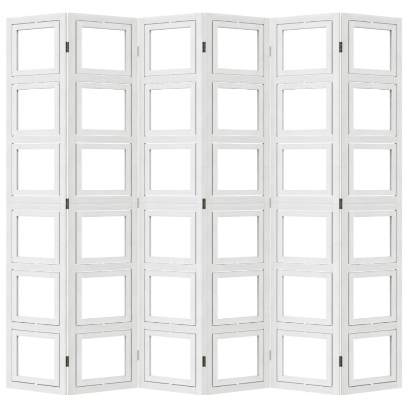 Parawan pokojowy, 6-panelowy, biały, lite drewno paulowni