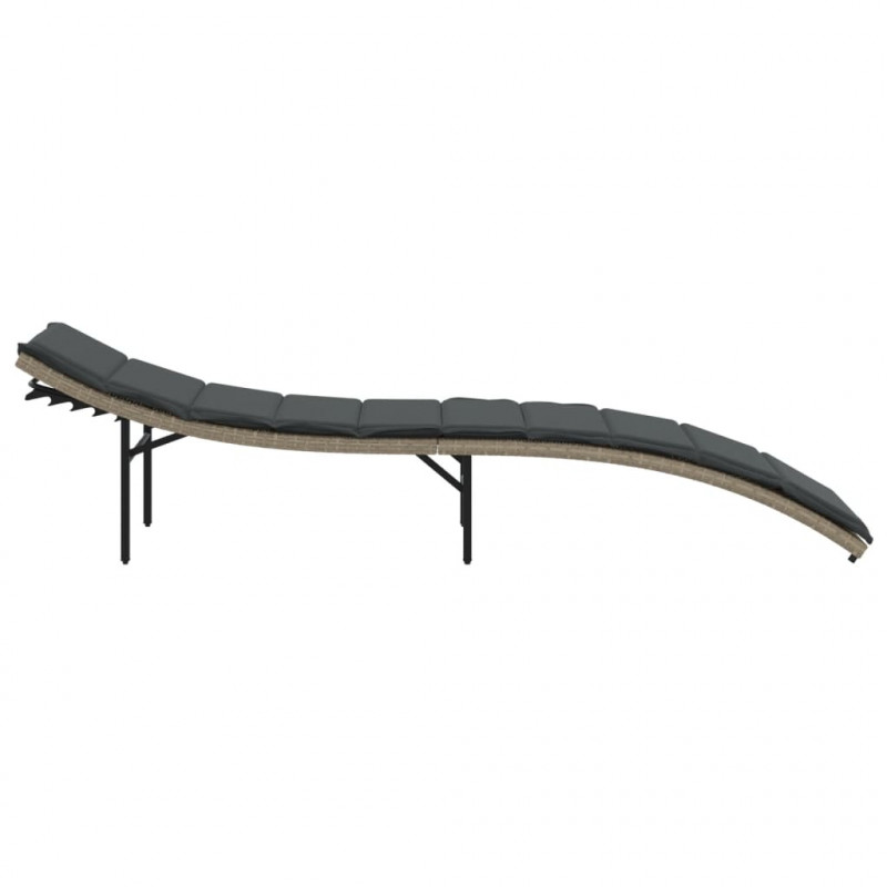 Leżak z poduszką, jasnoszary, 55x199x50 cm, polirattan