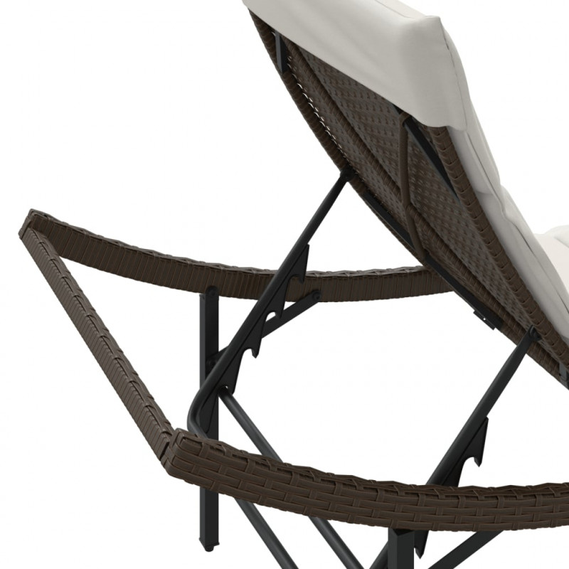 Leżak z poduszką, brązowy, 55x199x50 cm, polirattan