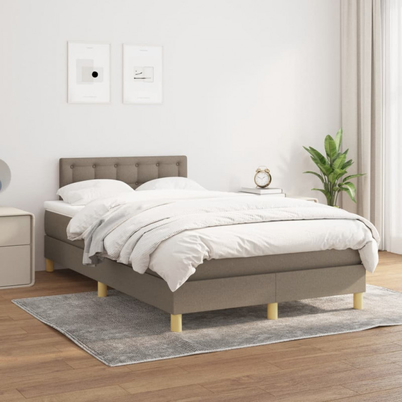 Łóżko kontynentalne z materacem, taupe, 120x190 cm, tkanina