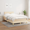 Łóżko kontynentalne z materacem, kremowe, 120x190 cm, tkanina
