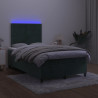 Łóżko kontynentalne z materacem i LED, ciemnozielone, 120x190cm