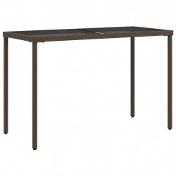 Stół ogrodowy ze szklanym blatem, brąz, 115x54x74 cm, rattan PE