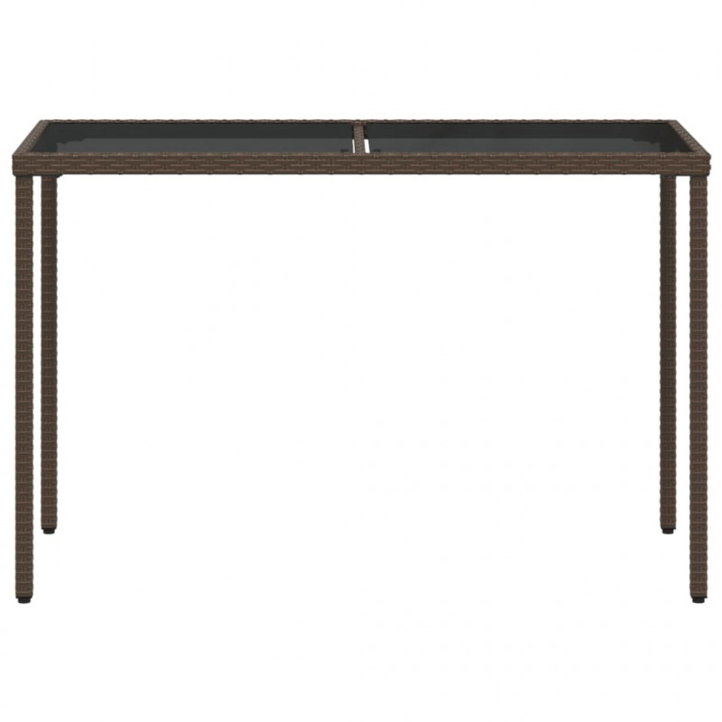 Stół ogrodowy ze szklanym blatem, brąz, 115x54x74 cm, rattan PE