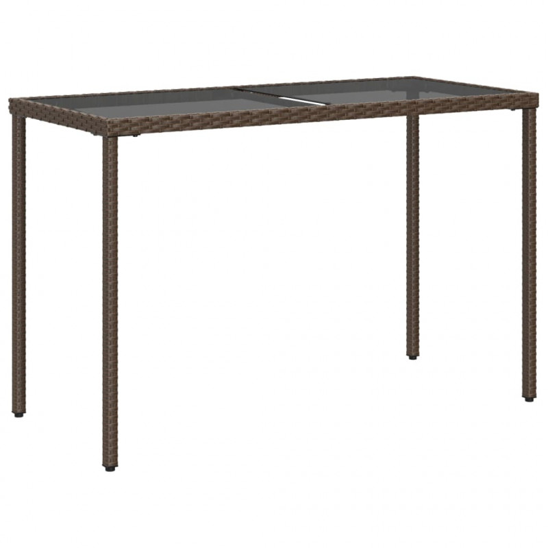 Stół ogrodowy ze szklanym blatem, brąz, 115x54x74 cm, rattan PE