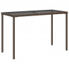 Stół ogrodowy ze szklanym blatem, brąz, 115x54x74 cm, rattan PE