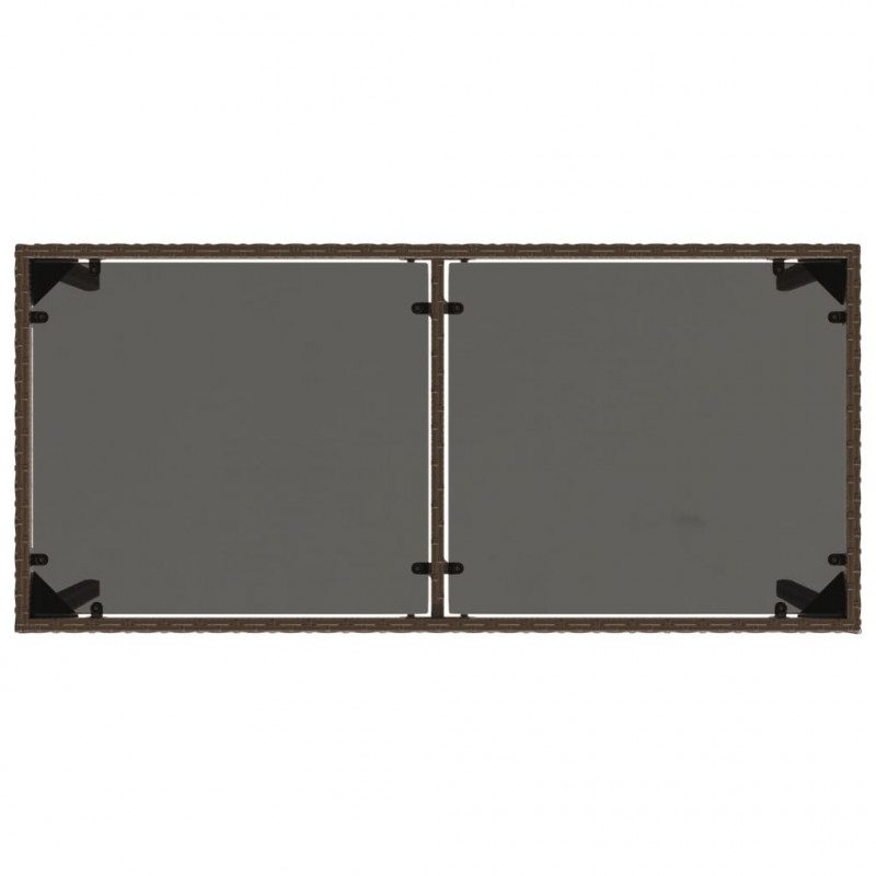 Stół ogrodowy ze szklanym blatem, brąz, 115x54x74 cm, rattan PE