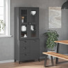 Kredens VIKEN, antracytowy, 80x40x190 cm, lite drewno sosnowe
