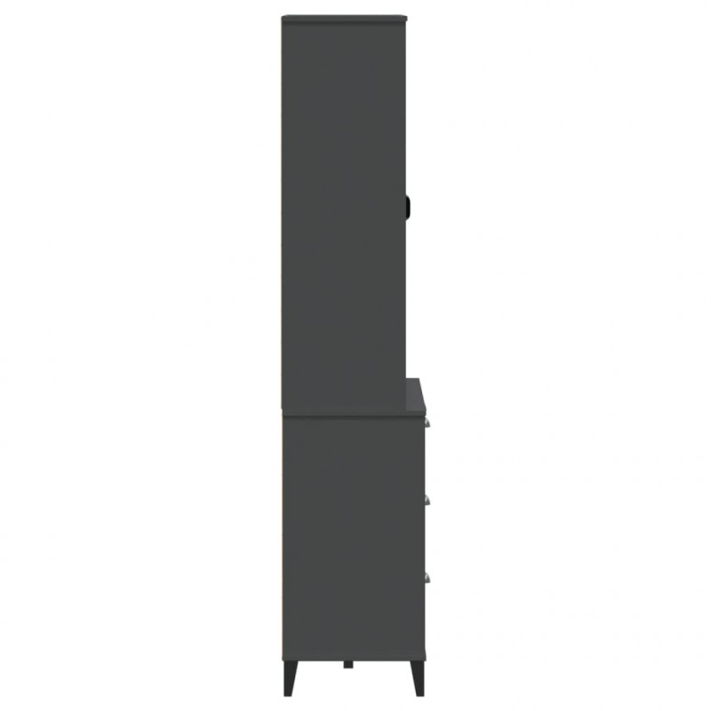 Kredens VIKEN, antracytowy, 80x40x190 cm, lite drewno sosnowe