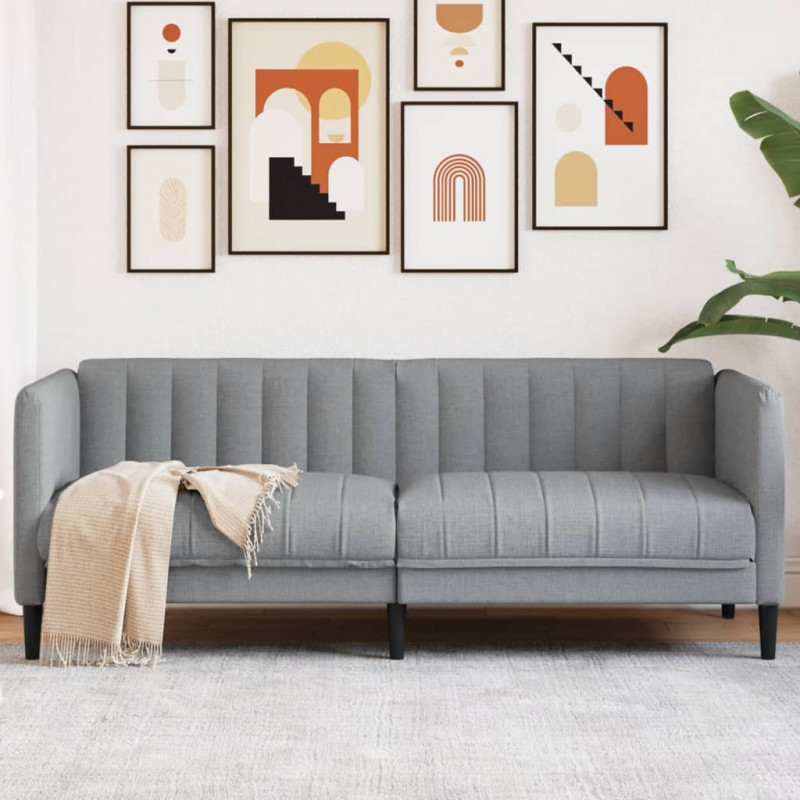 Sofa 2-osobowa, jasnoszara, tapicerowana tkaniną
