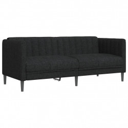 Sofa 2-osobowa, czarna, tapicerowana tkaniną